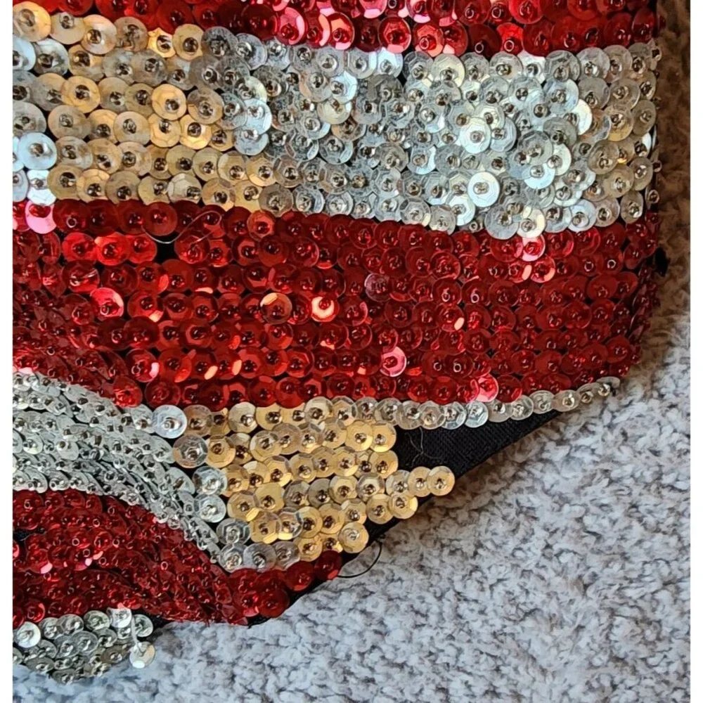 Bali Collection Unisex Snap Button Vest Sequin USA Flag Patriotic Star Stripes L